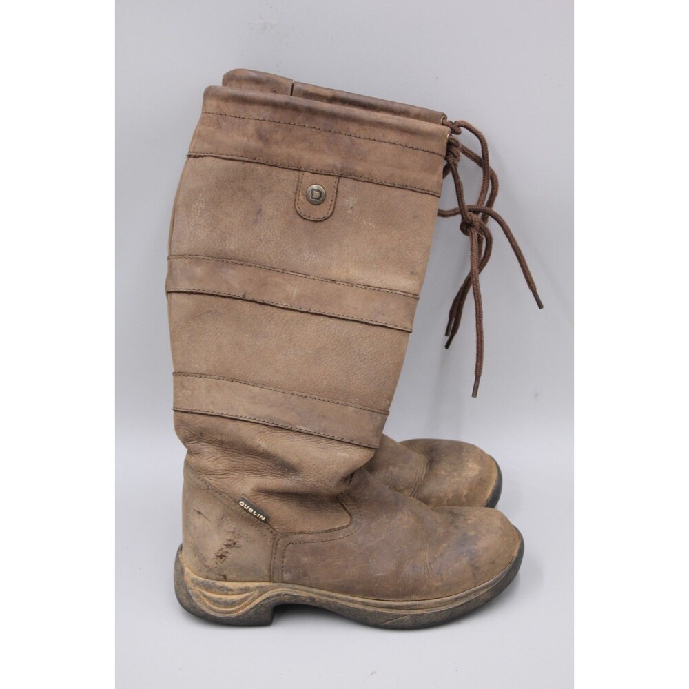 Dublin River Boots III Brown Leather Waterproof Riding Boots Regular Calf Sz 8.5